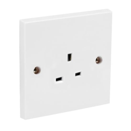 CED SK1 13amp 1gang un-switched socket square edge plate white