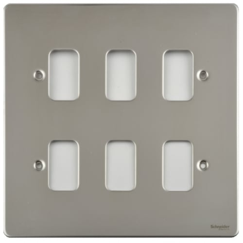 Schneider Get GUG06GMS 6 Gang Grid Plate with Grid, Mirror Steel
