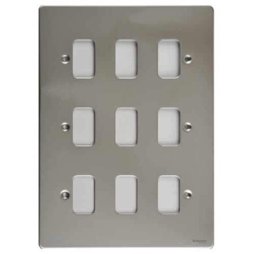 Schneider Get GUG09GMS 9 Gang Grid Plate with Grid, Mirror Steel