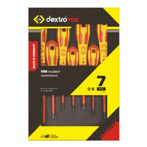CK Tools T49193D Dextro VDE Slotted & Pozidriv Screwdriver Set of 7