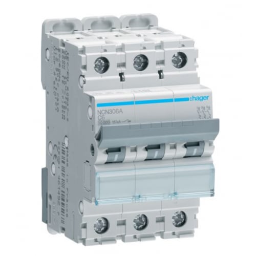 Hager NCN363A 63a 10ka TP Type C MCB