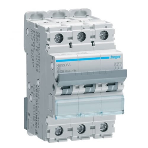 Hager NBN363A 63a 10ka TP Type B MCB