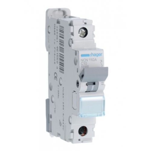 Hager NCN106A 6a 10ka SP Type C MCB