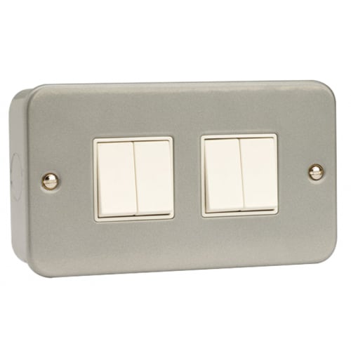 Click Scolmore CL019 10a 4 gang 2 way Metalclad switch