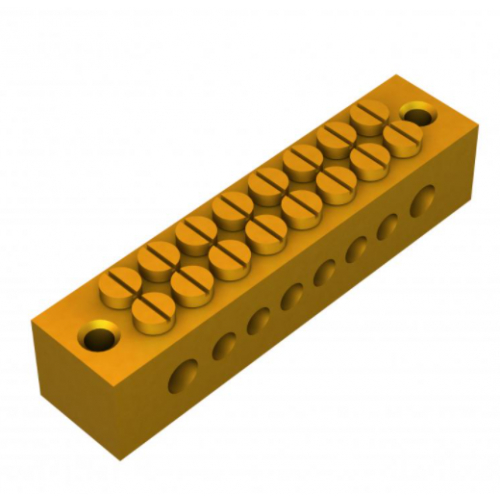 Metpro EB8 8 way Tinned Brass earth bar 2x25mm2 & 6x16mm2 ETTB8