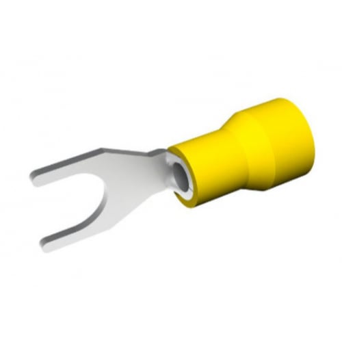 Partex YS84 8.4mm Yellow Pre Insulated Fork Spade Terminal-Pack of 100