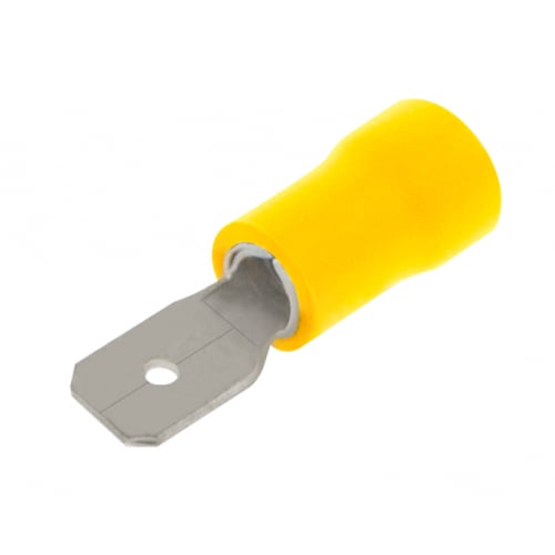 Unicrimp QYPO63M 6.3mm Yellow Pre Insulated Fast On Male Tab-(100)