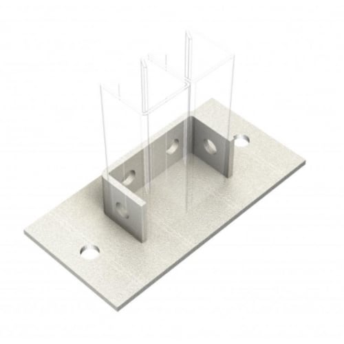 Metpro MP35 2hole 2xchannel Galvanised base plate 200mmx100mm