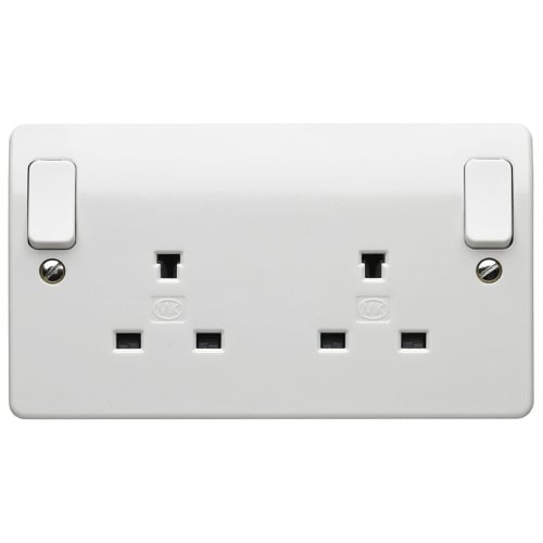 MK K1246WHI Logic Plus 2gang 13Amp Non Standard DP Switch Socket