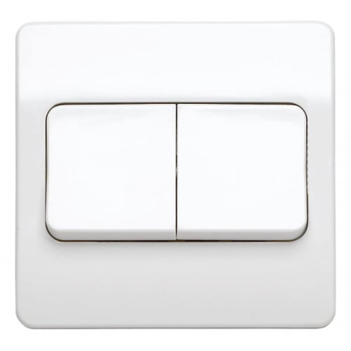 MK K4782WHI 2 Gang 2 Way 10 Amp Single Pole White Flush Plate Wide Rocker Switch