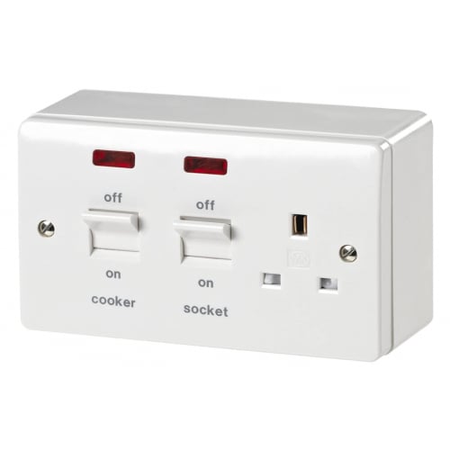 MK K5041WHI 45a DP Surface Plastic Cooker Control Unit Whi. with Neons