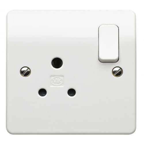 MK K2891WHI 1 Gang 5 Amp 3 Pin White DP Switched Socket Flush