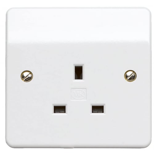 MK K780WHI 1 Gang 13 Amp Un-Switched white Socket Outlet