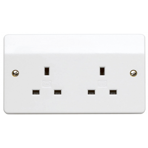 MK K781WHI 2 Gang 13 Amp Un-Switched white Socket Outlet
