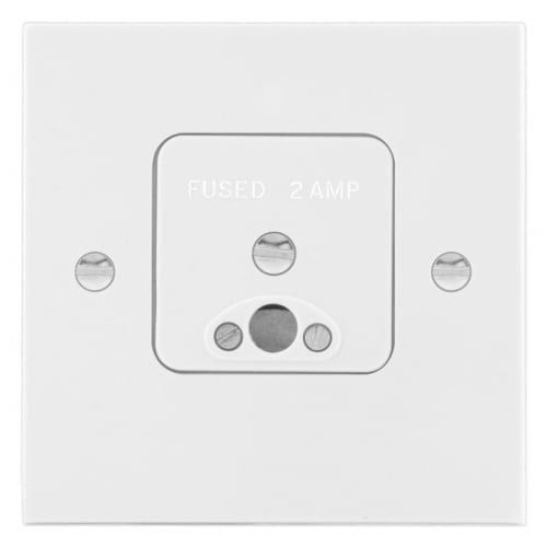 MK 995WHI Fused at 2amp Square White Flush Clock Connector