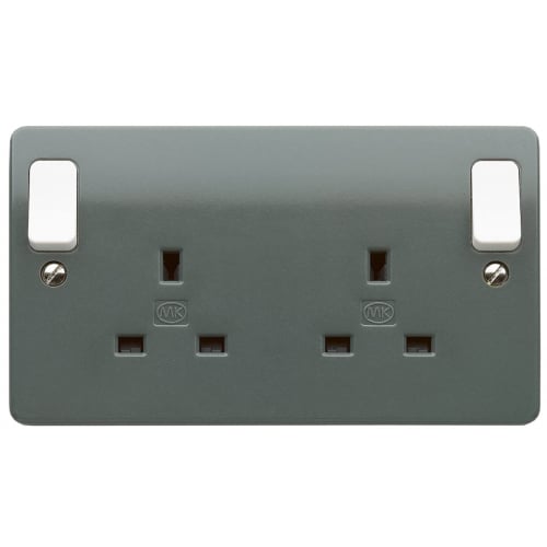 MK K2746GRA 2 Gang 13 Amp Graphite Part M Compliant Switched Socket out board rockers