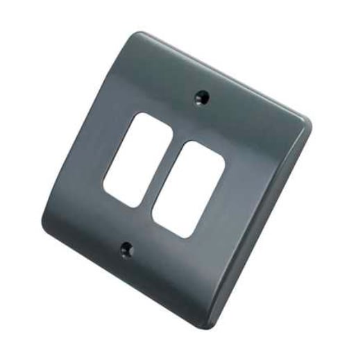 MK K3632GRA 2 Gang Flush Moulded Grid Plus Cover Plate Graphite Part M Compliant