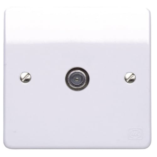 MK K3555WHI Single F type plug Satelitte Socket Screened Non Isolated