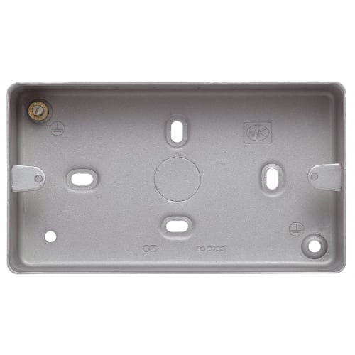 MK K2214ALM 2 Gang 41mm Surface Logic Metal Box With Knockouts