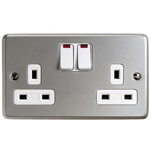 MK K2446ALM 2 Gang 13 Amp DP Metalclad Plus Switched Socket & Neons