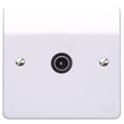 MK K3550WHI Single IEC Male Coaxial Socket fully screened Non Isolated