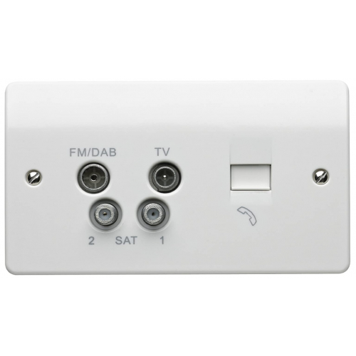 MK K3564DABWHI Quadplexer TV, FMDAB, 2xSAT, BT secondary Socket