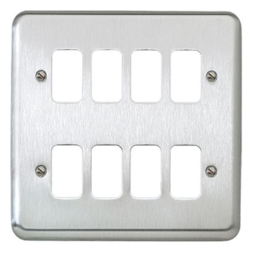 MK K3438BSS 8 Gang Brushed Stainless Steel Albany Plus Grid Plate
