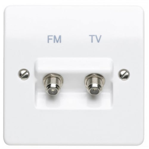 MK K3525D1WHI Twin F Type Plug Non Isolated Satellite Socket White