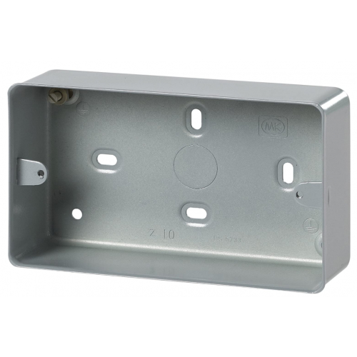 MK K2212ALM 2 Gang 41mm Surface Logic Metal Box Without Knockouts
