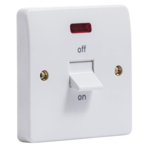 MK K5105WHI 32amp DP 1 Gang Square Switch with Neon