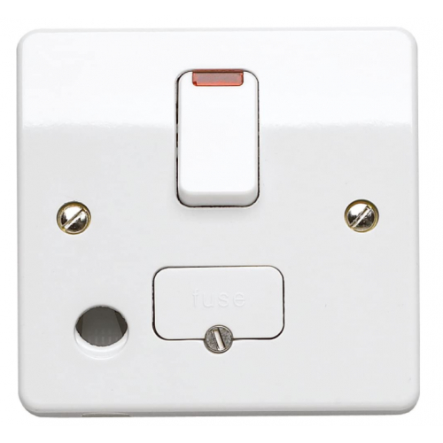 MK K1070WHI Logic Plus 13amp DP Switched Spur with Neon & Flex Outlet