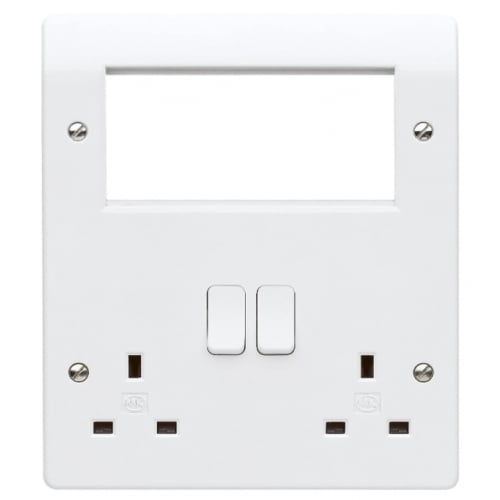 MK K2741WHI 2 gang Combination Plate with 4 x Euro Apertures White