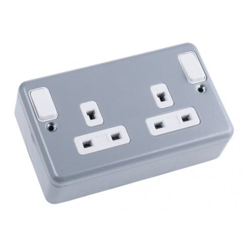 MK K1248ALM 2gang 13Amp Non Standard DP Metalclad Switch Socket