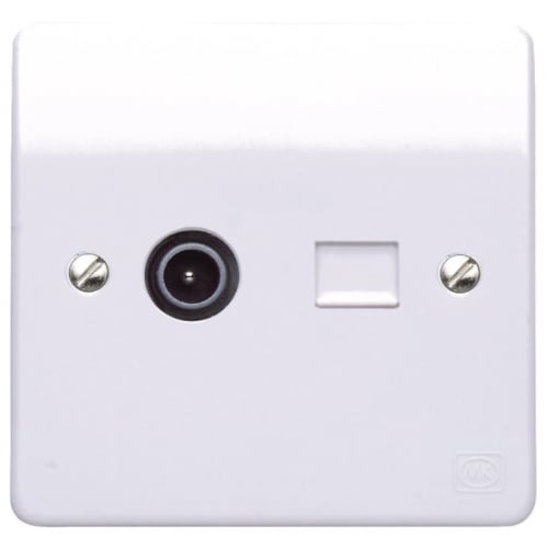 MK K3557WHI IEC Male Coaxial screened socket with BT Slave Socket