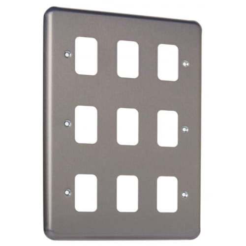 MK K3439BRC 9 Gang Brushed Chrome Albany Plus Grid Plate