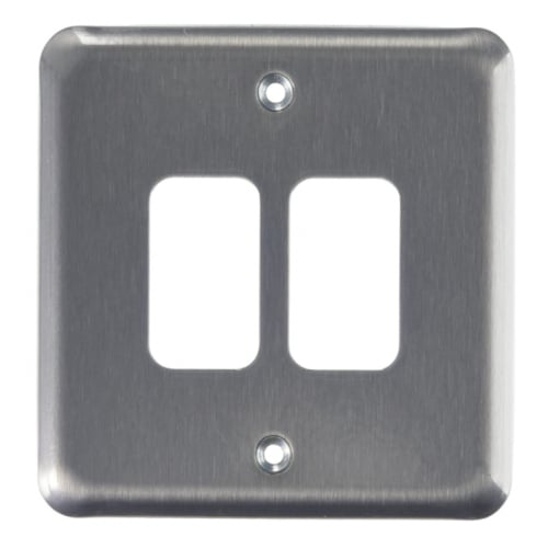 MK K3432BRC 2 Gang Brushed Chrome Albany Plus Grid Plate