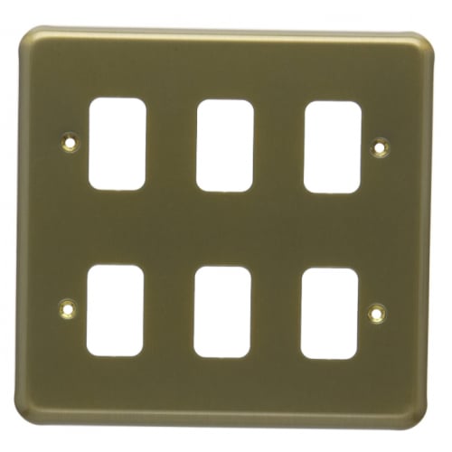 MK K3436SAG 6 Gang Satin Anodised Gold Albany Plus Grid Front Plate