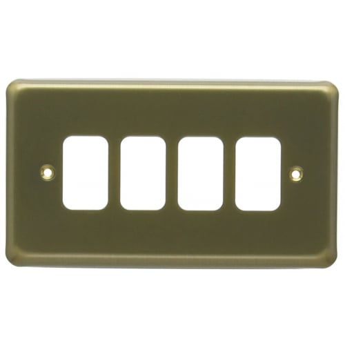 MK K3434SAG 4 Gang Satin Anodised Gold Albany Plus Grid Front Plate