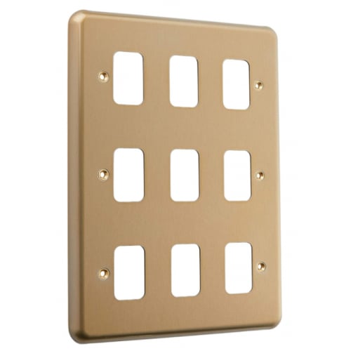 MK K3439SAG 9 Gang Satin Anodised Gold Albany Plus Grid Front Plate