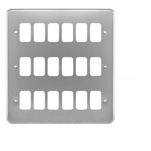 MK K3508ALM Metalclad Grid Plus 18 Gang Surface Aluminium Finish Plate