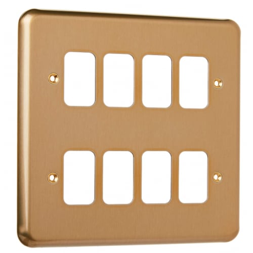 MK K3438SAG 8 Gang Satin Anodised Gold Albany Plus Grid Front Plate