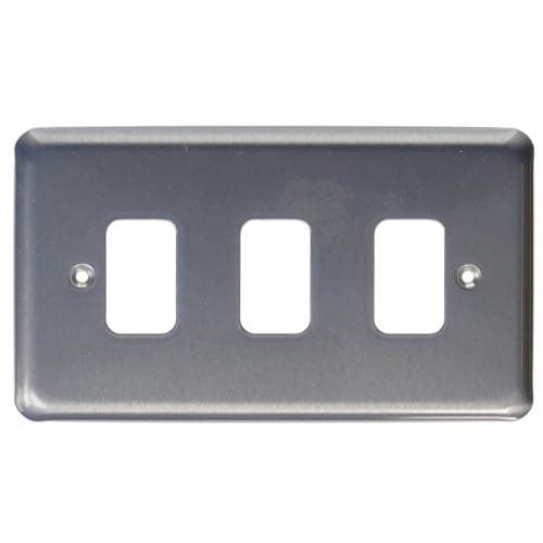 MK K3433BRC 3 Gang Brushed Chrome Albany Plus Grid Plate