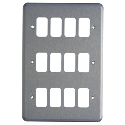 MK K3442BRC 12 Gang Brushed Chrome Albany Plus Grid Plate