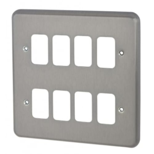 MK K3438BRC 8 Gang Brushed Chrome Albany Plus Grid Plate