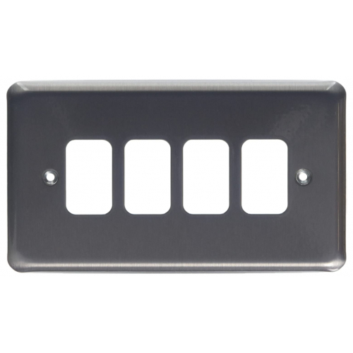 MK K3434BRC 4 Gang Brushed Chrome Albany Plus Grid Plate