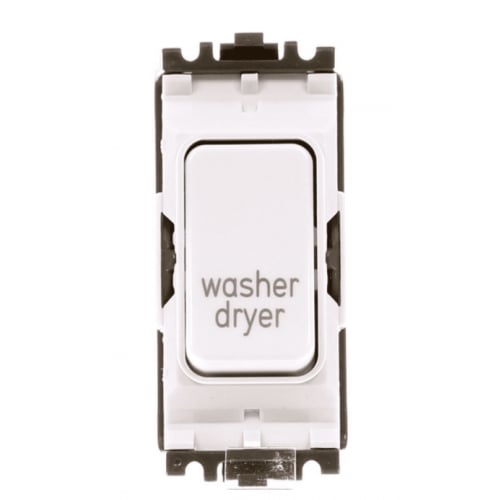 MK K4896WDRWHI 20a DP Grid Plus Switch module marked WASHER DRYER