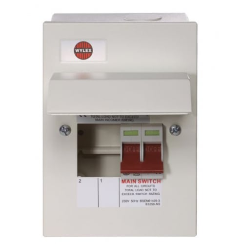 Wylex NM206/63 2 Way 63 Amp Double Pole Metal Consumer Unit