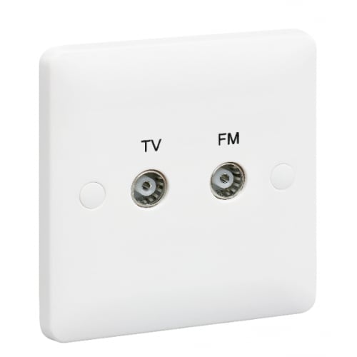 MK Base MB3523WHI 1 gang Double Outlet TV/FM Socket