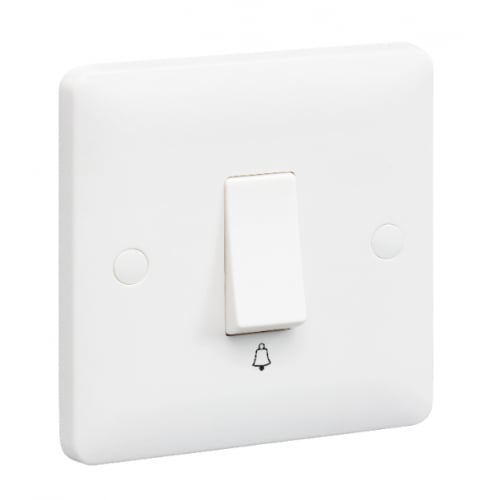 MK Base MB4867WHI 10a 1 Gang Push Switch - "Bell"