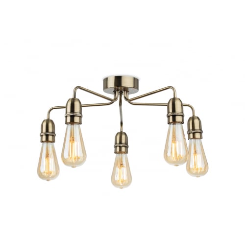 Firstlight 2884AB Leon 5 Light Flush Ceiling Antique Brass